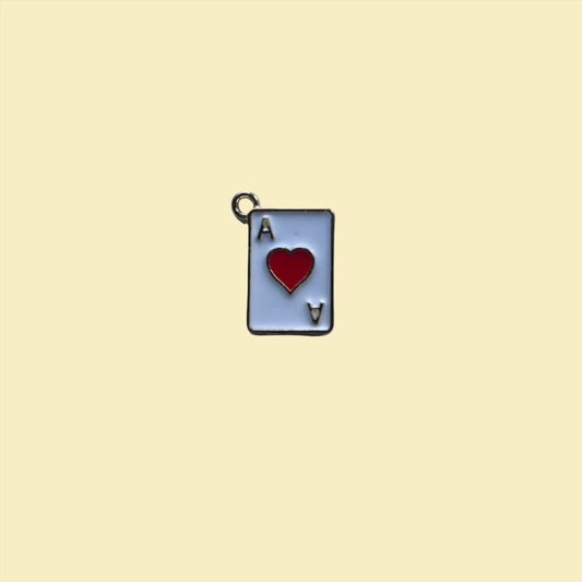 Playing card ace of hearts charm