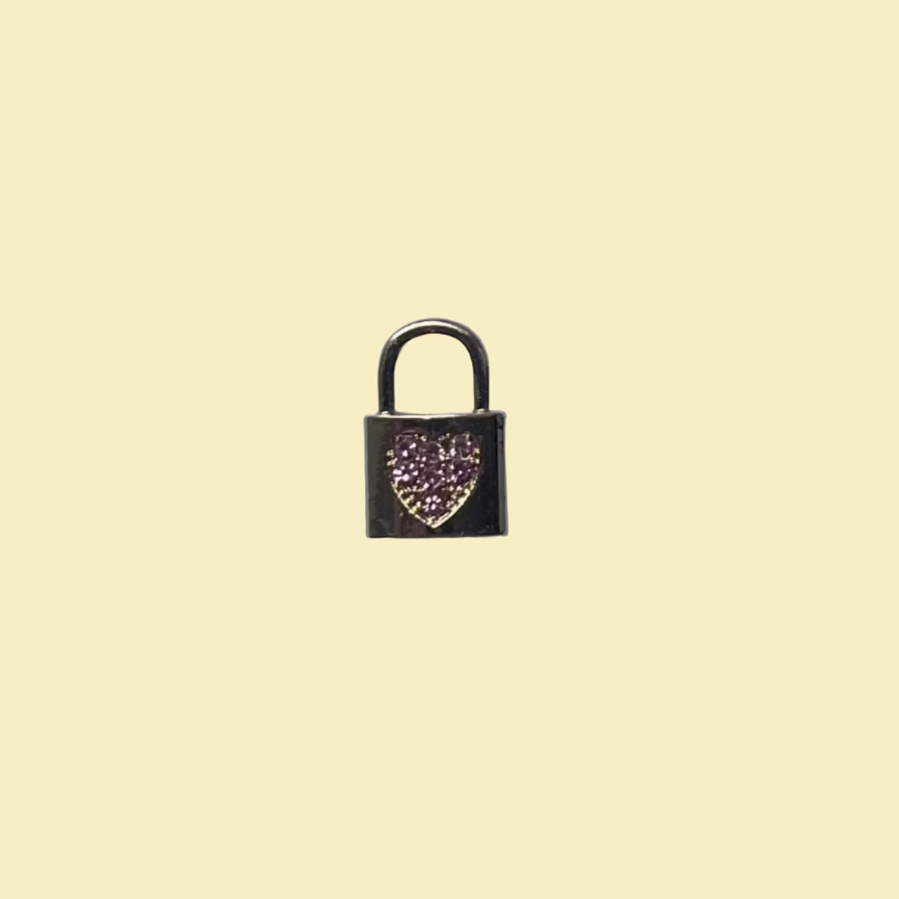 Lock charm with pink rhinestones