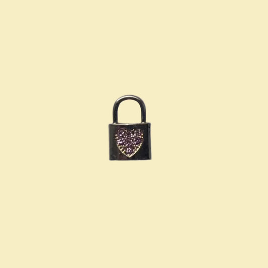 Lock charm with pink rhinestones