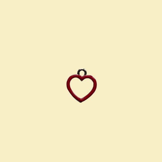 Red heart outline charm